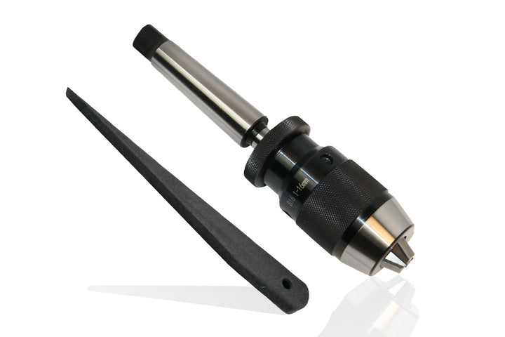 Schnellspannbohrfutter B16 1-16 mm mit MK2 Kegeldorn inkl. Austreiblappen + Austreibkeil Bohrfutter