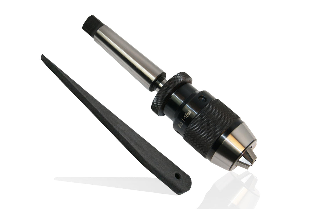 Schnellspannbohrfutter B16 1-16 mm mit MK4 Kegeldorn inkl. Austreiblappen + Austreibkeil Bohrfutter