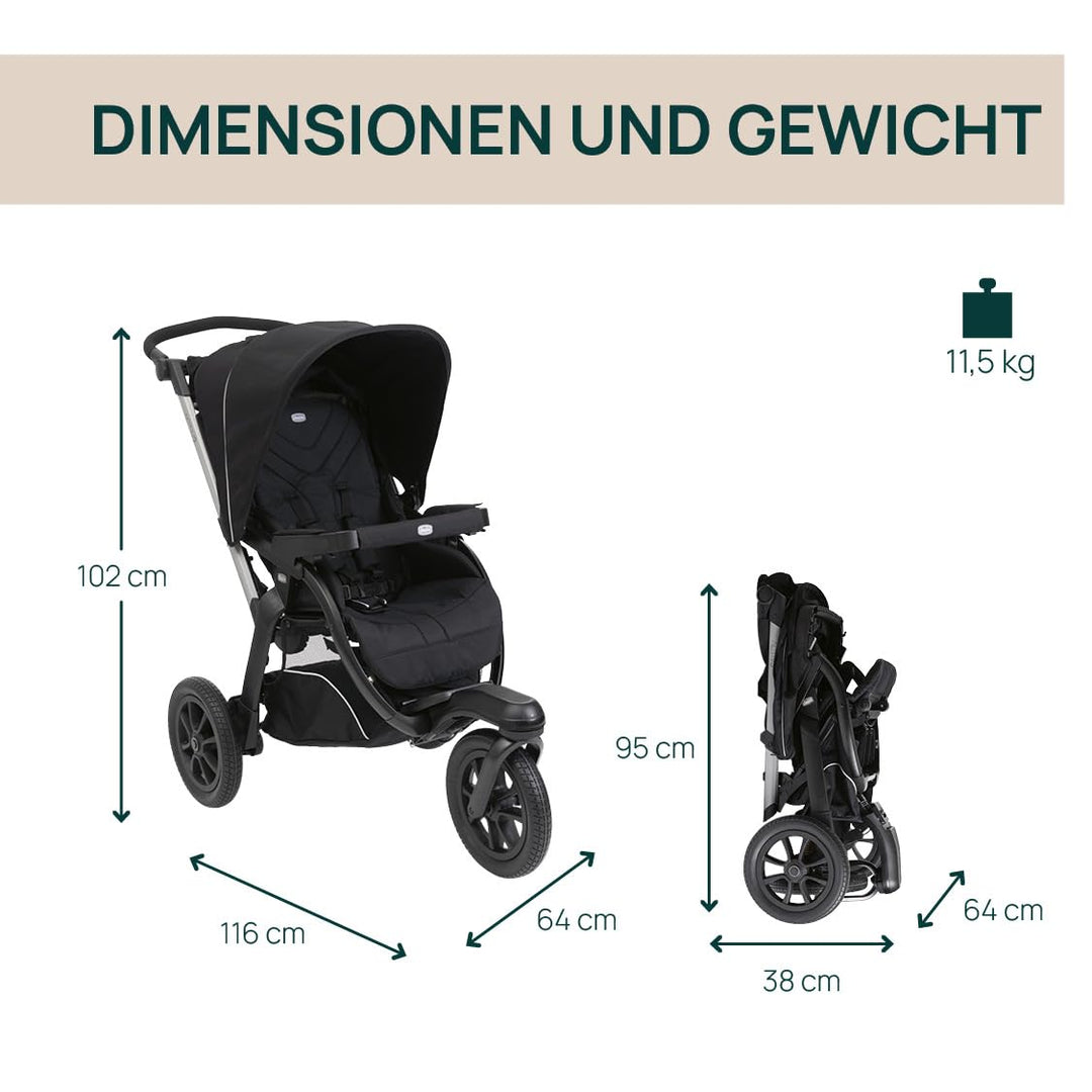 Chicco Activ3 Kinderwagen mit 3 Rädern, funktional und leicht zu steuern auf allen Untergründen, bre