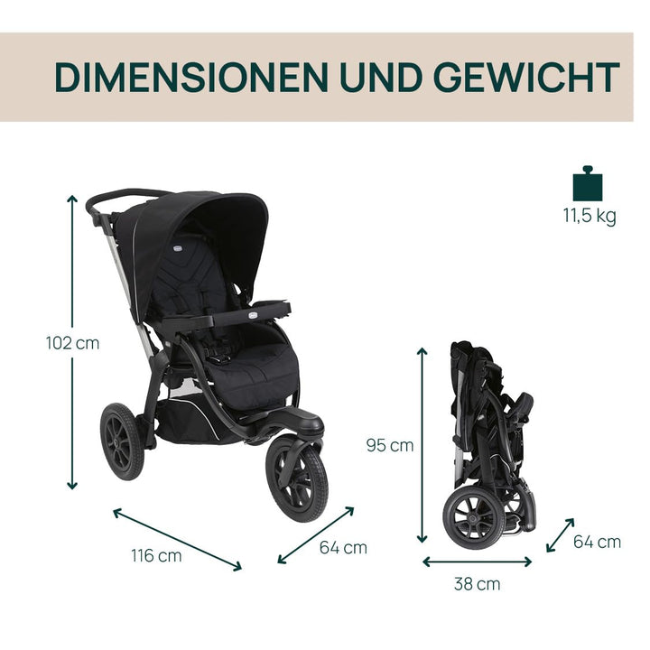 Chicco Activ3 Kinderwagen mit 3 Rädern, funktional und leicht zu steuern auf allen Untergründen, bre