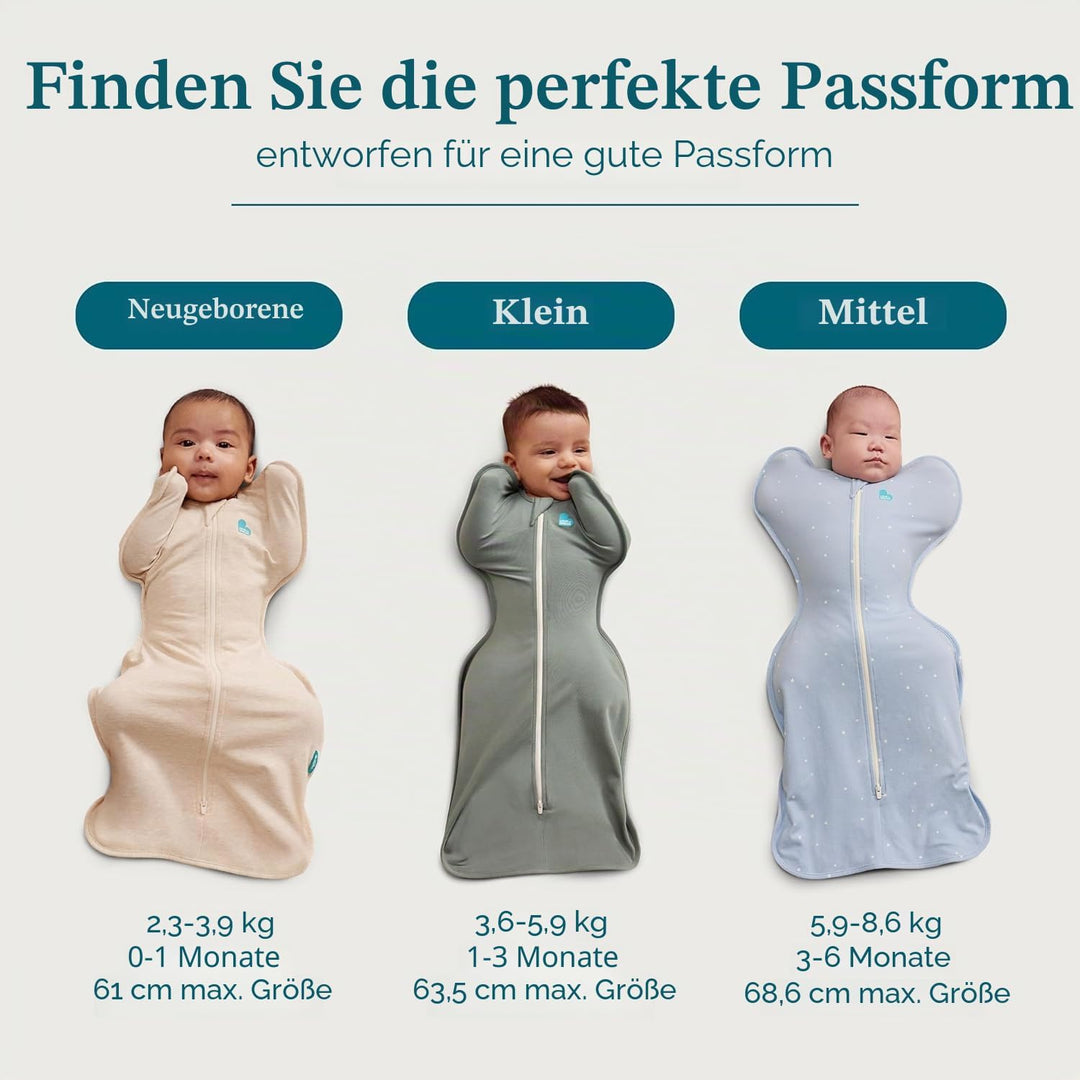 Love To Dream™ Swaddle UP™, Klein 3,5–6 kg – Twigs Oatmeal, enge Passform, unterstützt gesunde Schla