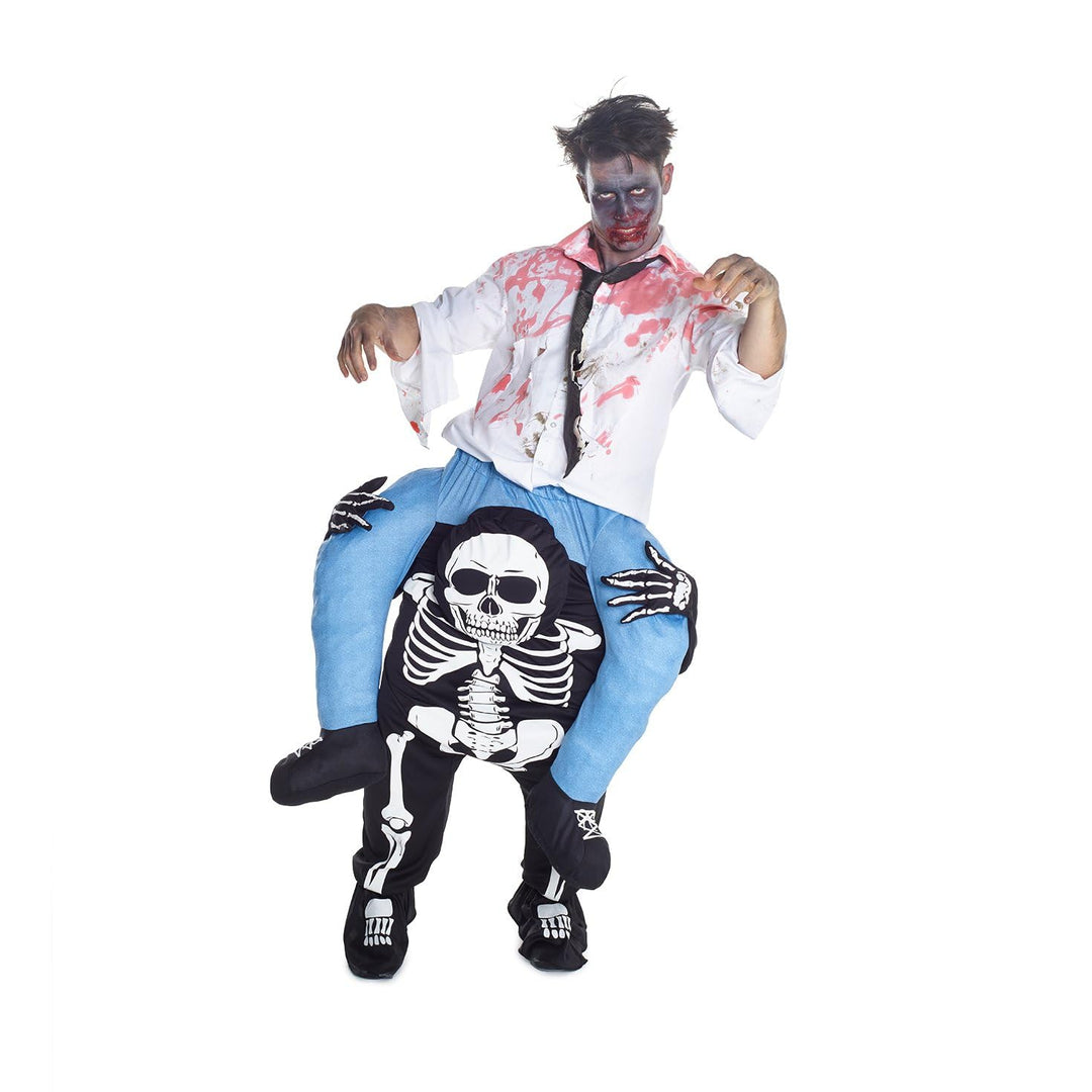 Morph Skelett Huckepack Kostüm für Erwachsene, Halloween Verkleidung Damen Herren, Skelett