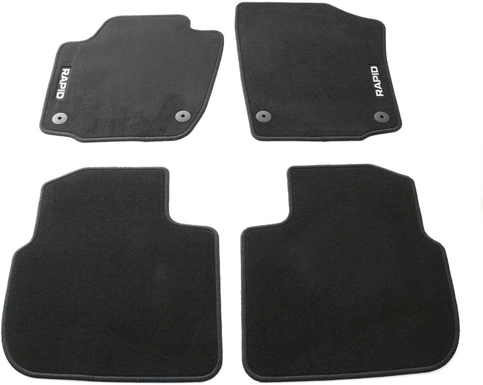 Skoda 5JB061404E Textil Fussmatten 4X Stoffmatten mit Rapid Schriftzug, schwarz