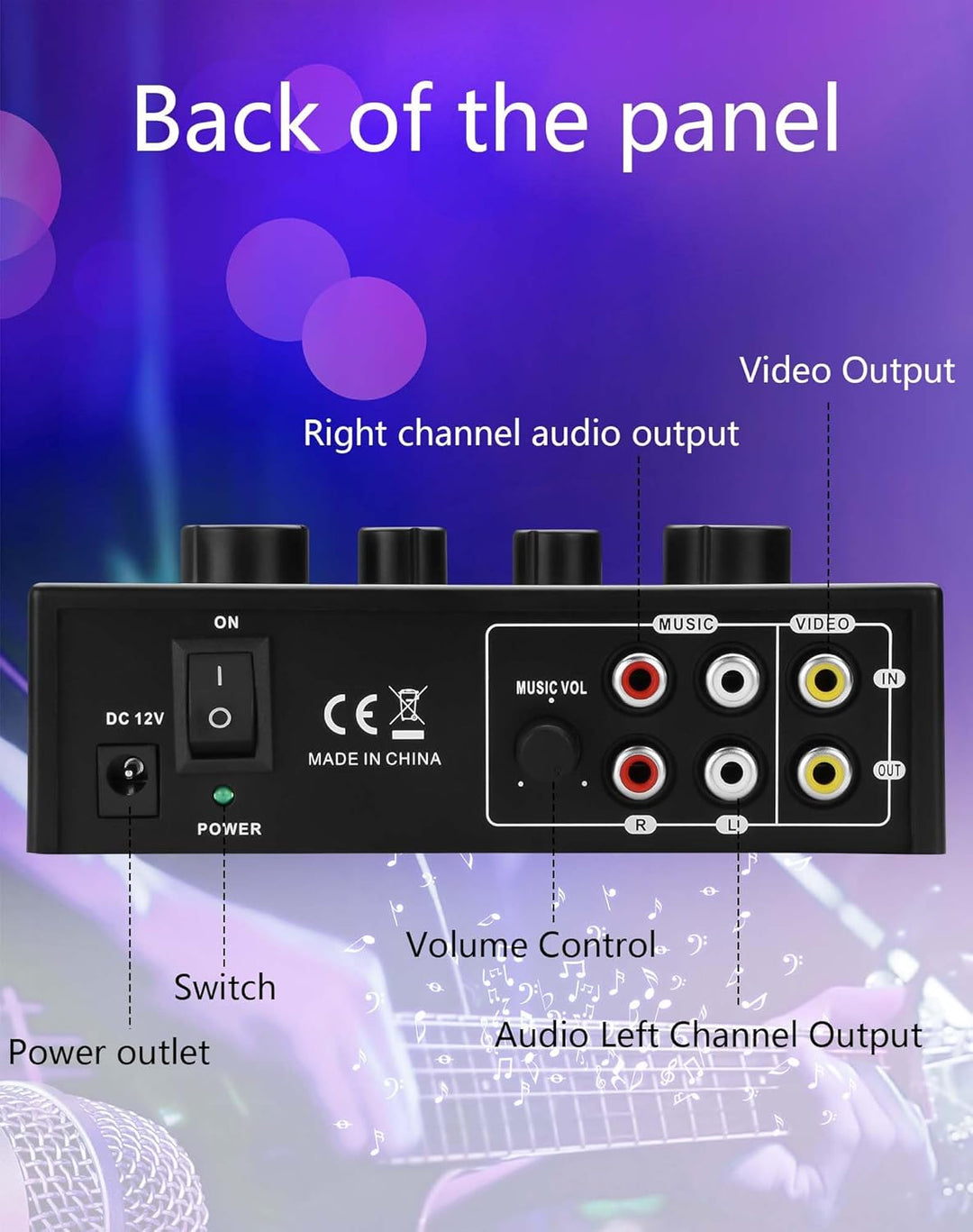 CERRXIAN Karaoke-Soundmixer, zwei Mikrofonanschlüsse mit Echo-Regler, kompatibel mit Fernseher, Comp
