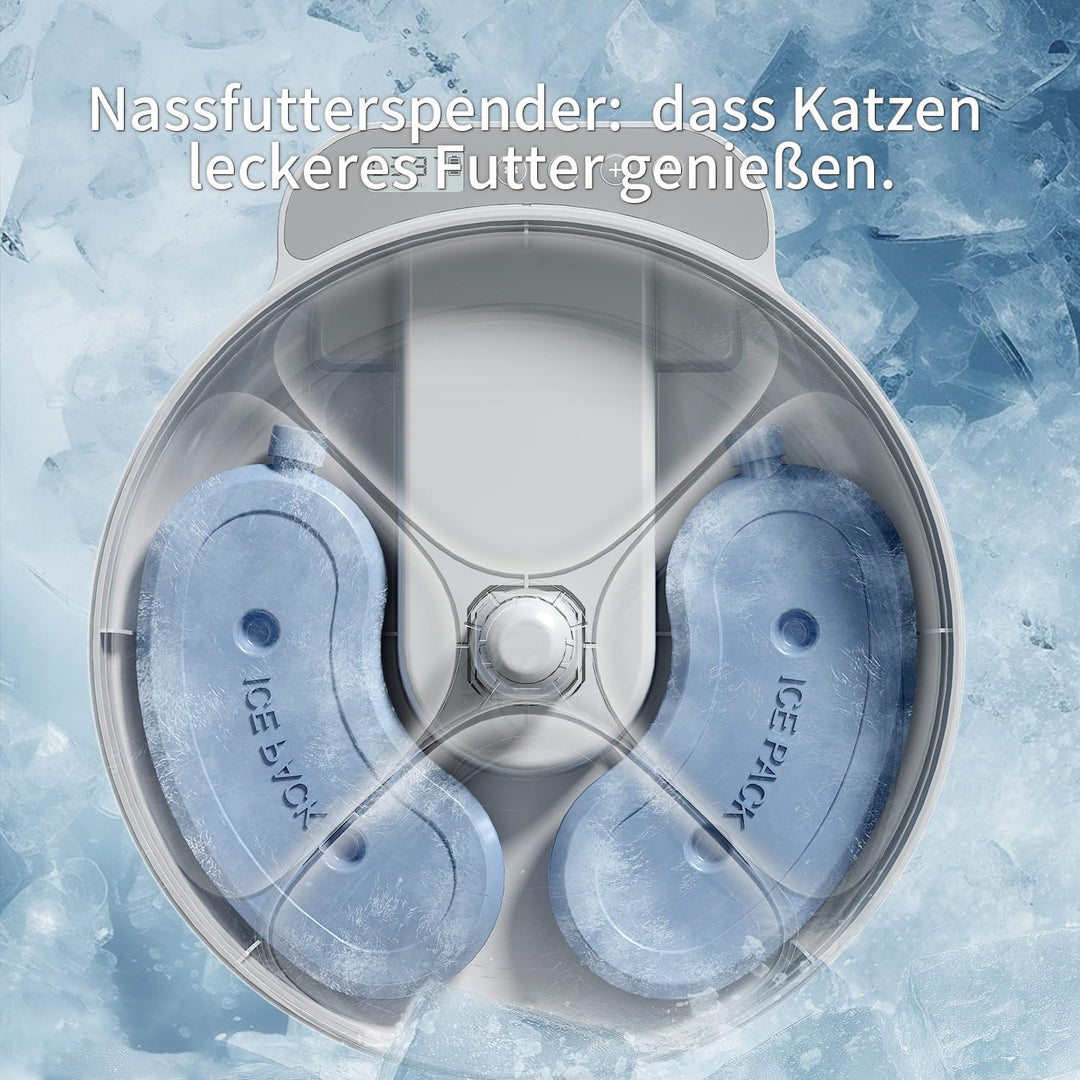 Nassfutterautomat, batteriebetriebener automatischer Katzenfutterautomat, 8oz*4 Mahlzeiten mit zeitg
