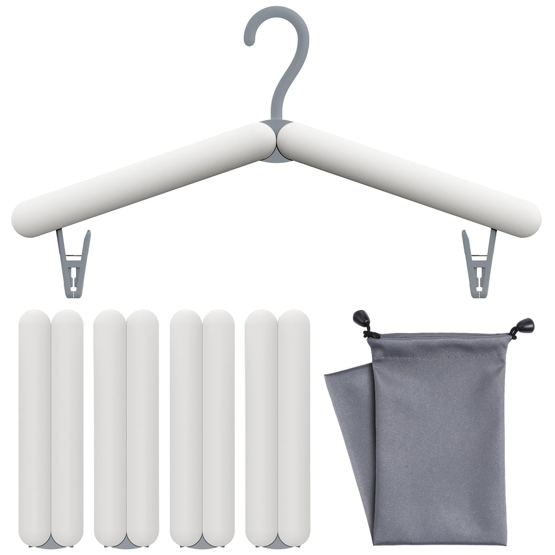 Faltbare Reisebügel 4er-Set – Leichte ABS-Kleiderbügel mit integrierten Clips, kompakt 19 cm gefalte