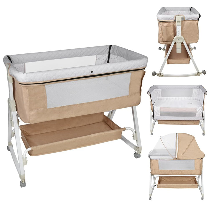 homewell 2 en 1 Lit Cododo Bebe Pliable, Berceau Cododo 0-30 Mois, 6 Réglages de Hauteur, Berceau bé