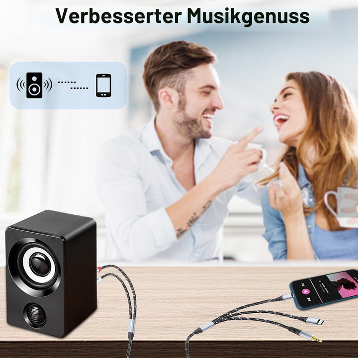 3,5mm zu RCA Audio Adapter, Lightning zu RCA Kabel für iPhone, iPad, MP3, Tablet, HDTV, Heim-Audiosy
