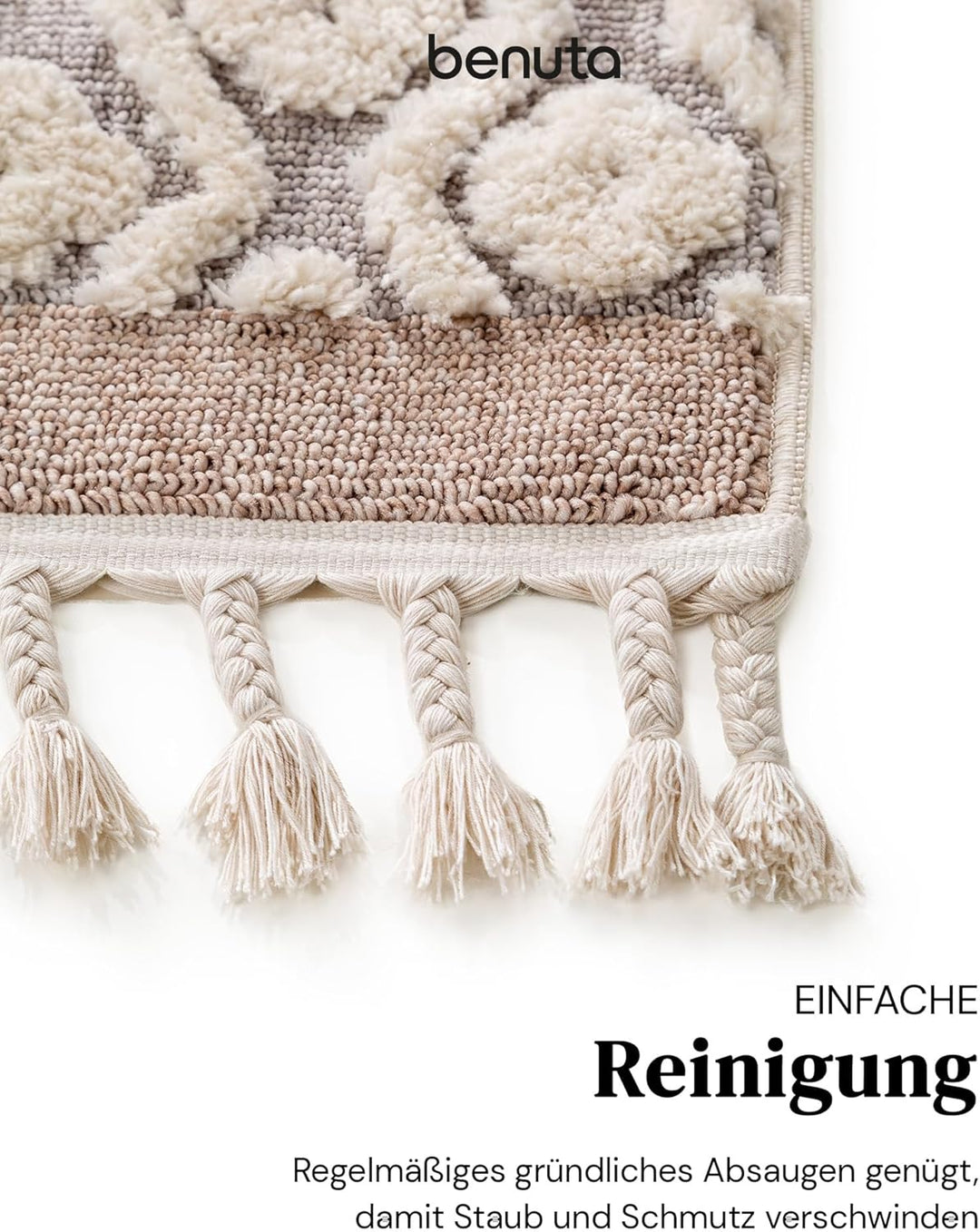 benuta TRENDS Kurzflor Teppich OYO Cream/Grau 200x290 cm - Moderner Teppich für Wohnzimmer 200 cm x