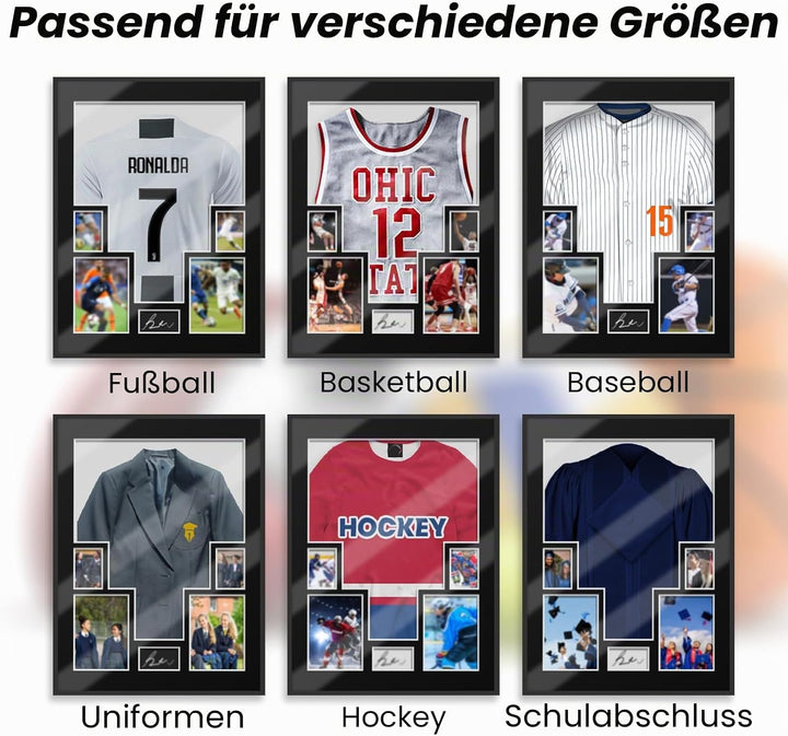 2 Stück Trikotrahmen Aluminium Objektrahmen für Fussballtrikot Trikot Bilderrahmen Deep Frame 60 * 8