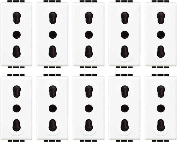 BTicino ASTN4180 Kit10pcs LL - pr 2P+T 10/16A 250Vac Piep, weiss, 10 Stück 10 Pezzi, 10 Pezzi