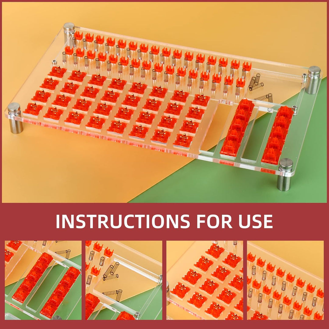 RUNJRX Acryl-Schmierstation für 32 Schalter, Tastatur-Schmierset, Schalteröffner, Schalter-Schmiermi