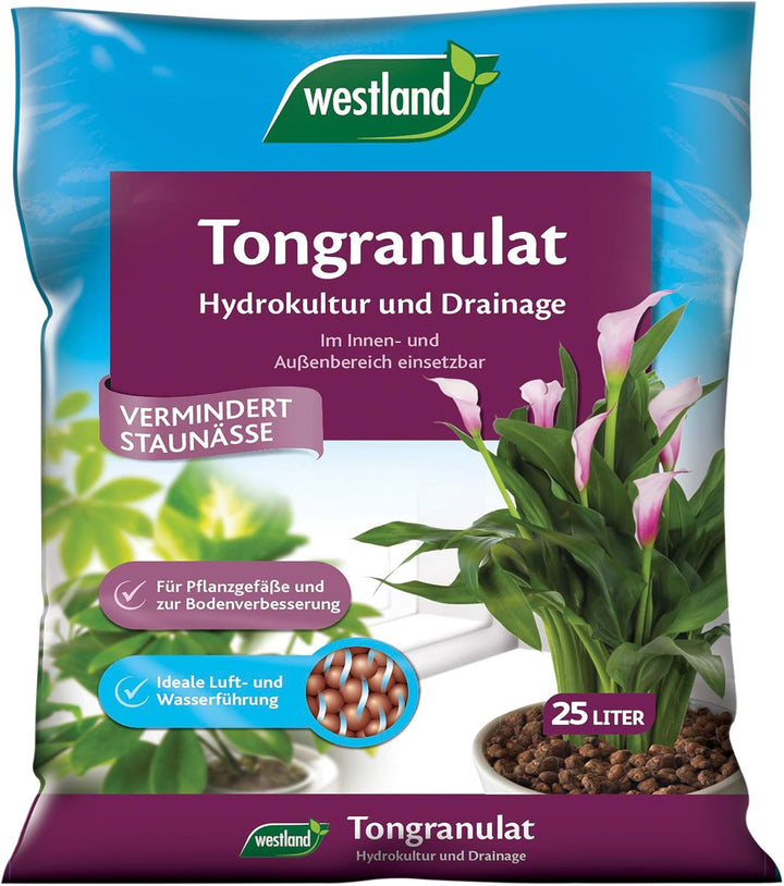 Westland Ton-Granulat für alle Topfpflanzen, Grün- und Blühpflanzen, Ton-Farbe, 25 Liter & Seramis G