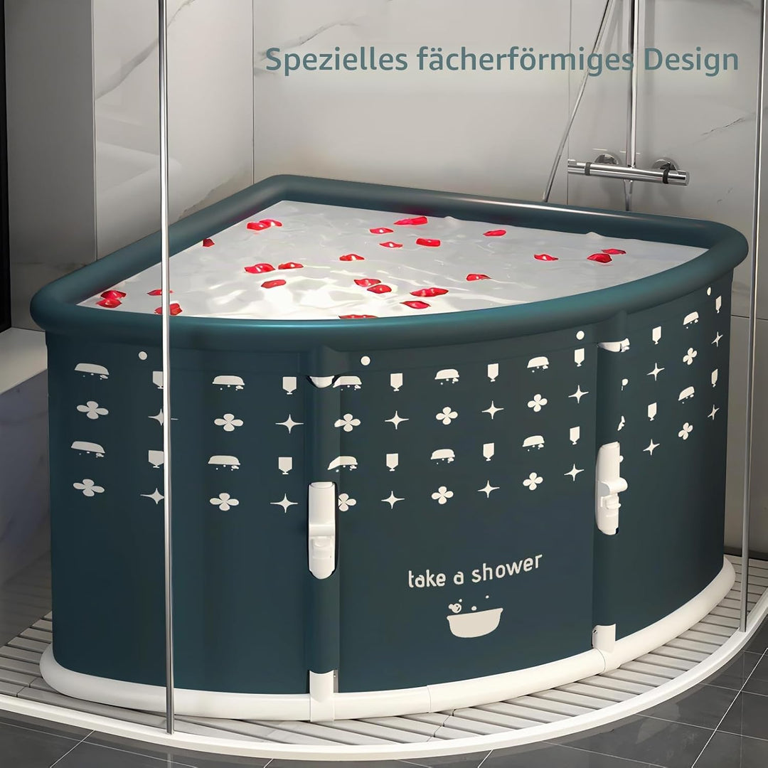 Space sparende Faltbadewanne für Erwachsene-fächerförmige, 70 cm x 70 cm x 55 cm, verdicktes PVC-Mat