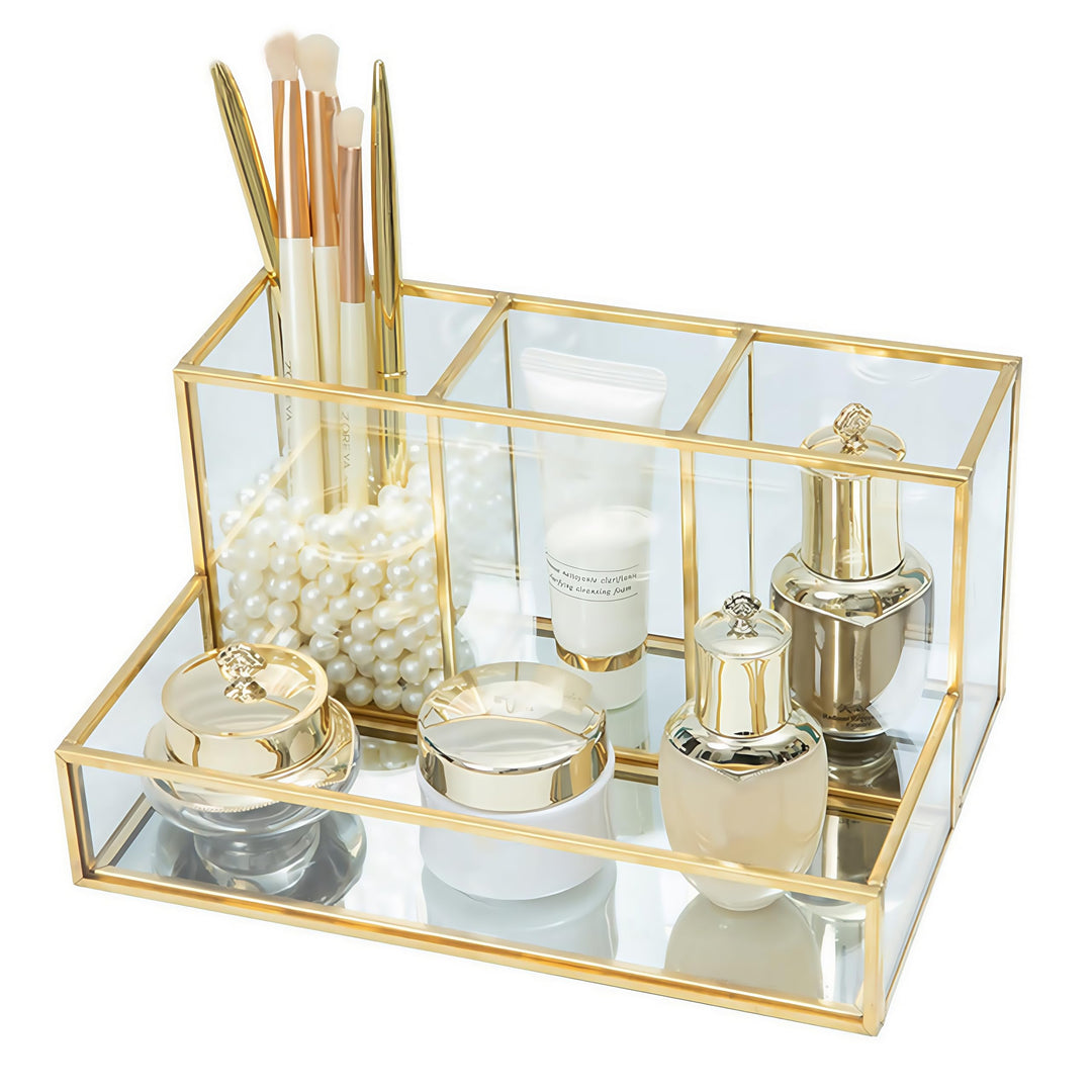 HARLIANGXY Make up Kosmetik Organizer, Make up Pinselhalter Glas, Beauty Organizer, Kosmetikpinsel B