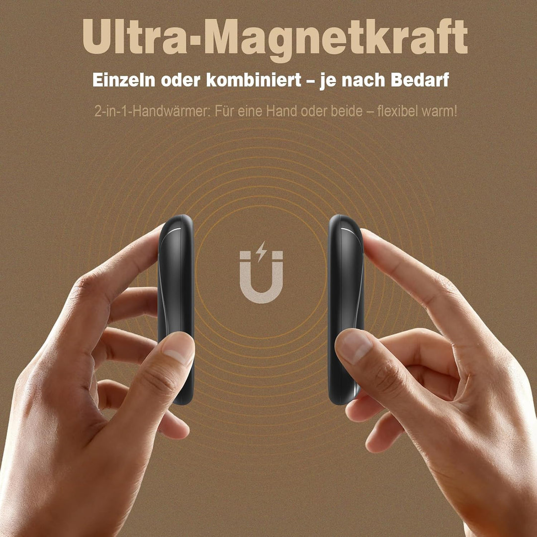 Handwärmer Elektrisch 2er Set 8000mAh, Taschenwärmer Wiederverwendbar 2s Schnelles Aufheizen, Ergono