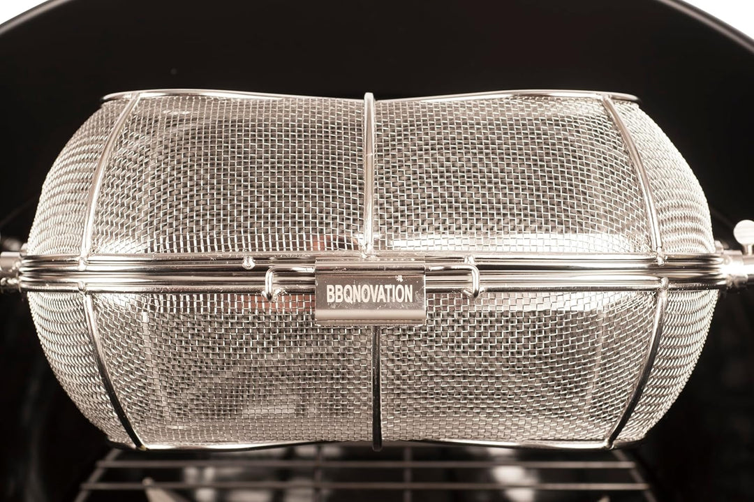 edelstahl Grillkorb - Korb für Rotisserie - Drehspiess korb - kann an jedem Spiess mit einer maximal
