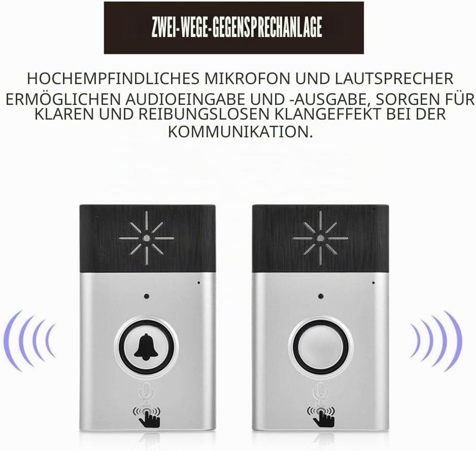 Garsent Wireless Gegensprechanlage Türklingel, Funk Türklingel Kabellose Hausklingel mit 200m Reichw