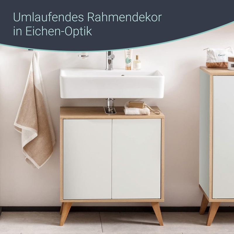 FACKELMANN Finn Waschbeckenunterschrank (60 x 50 x 30,5 cm) – Unterschrank für Waschbecken mit Aussp