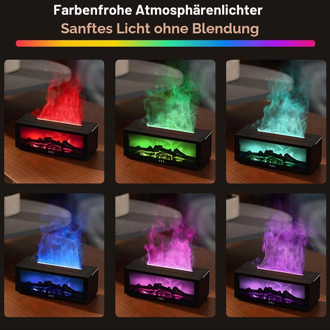 Diffusor LED Kamin Aroma Luftbefeuchter mit Fernbedienung, Dynamischem Flammeneffekt, 150ml Öl Aroma