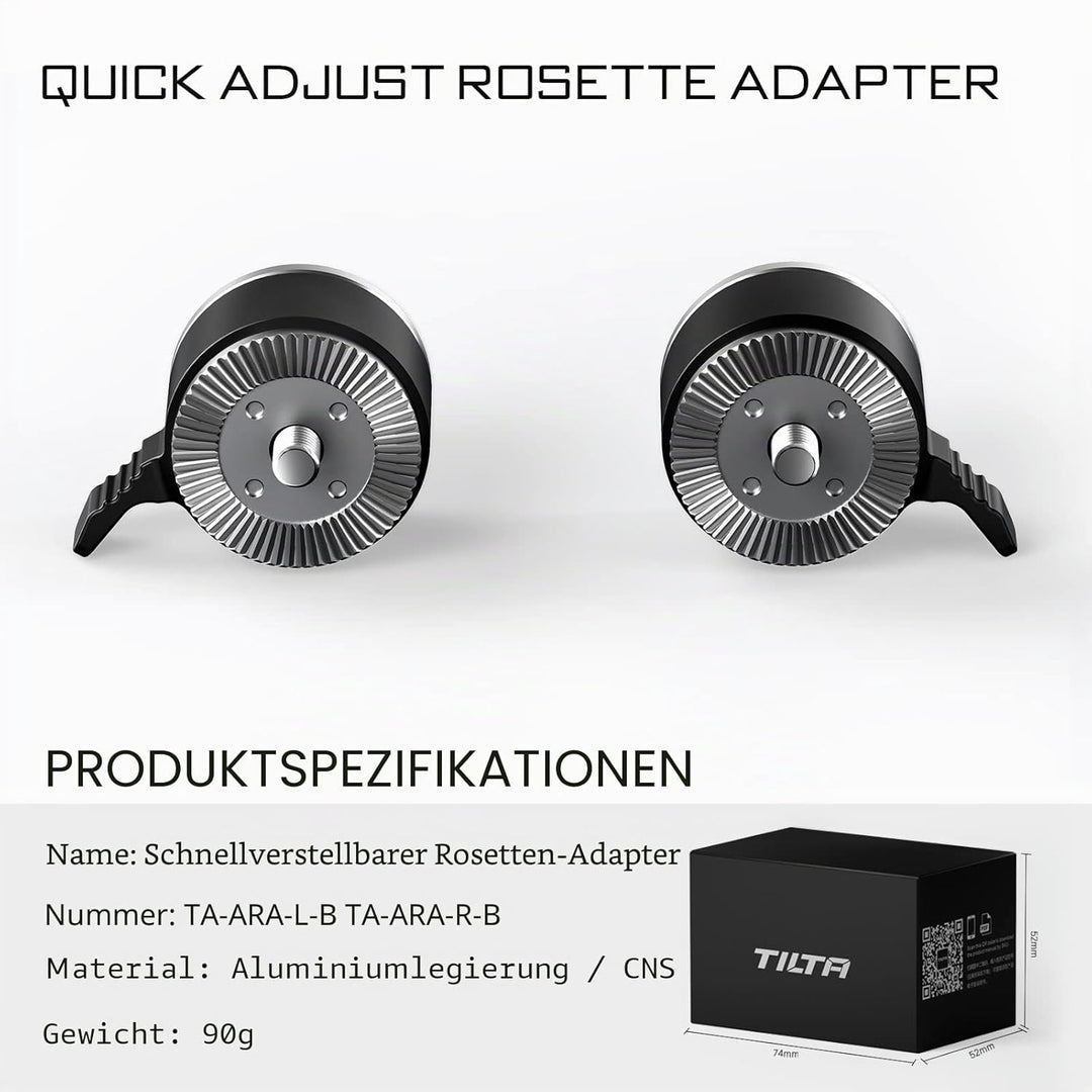 Tilta Quick Adjust Rosette Adapter Filmmaking Kit Kompatibel mit Tilta Lightweight Shoulder Rig, RS2