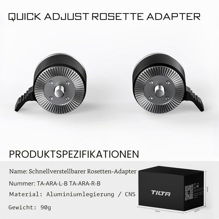 Tilta Quick Adjust Rosette Adapter Filmmaking Kit Kompatibel mit Tilta Lightweight Shoulder Rig, RS2