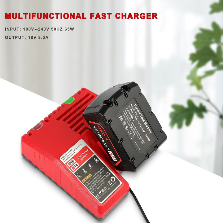 Ersatz Ladegerät für Milwaukee M12 M18 Akku, Milwaukee Ladegerät für 14,4V-18V Lithium Akku, 3A Schn