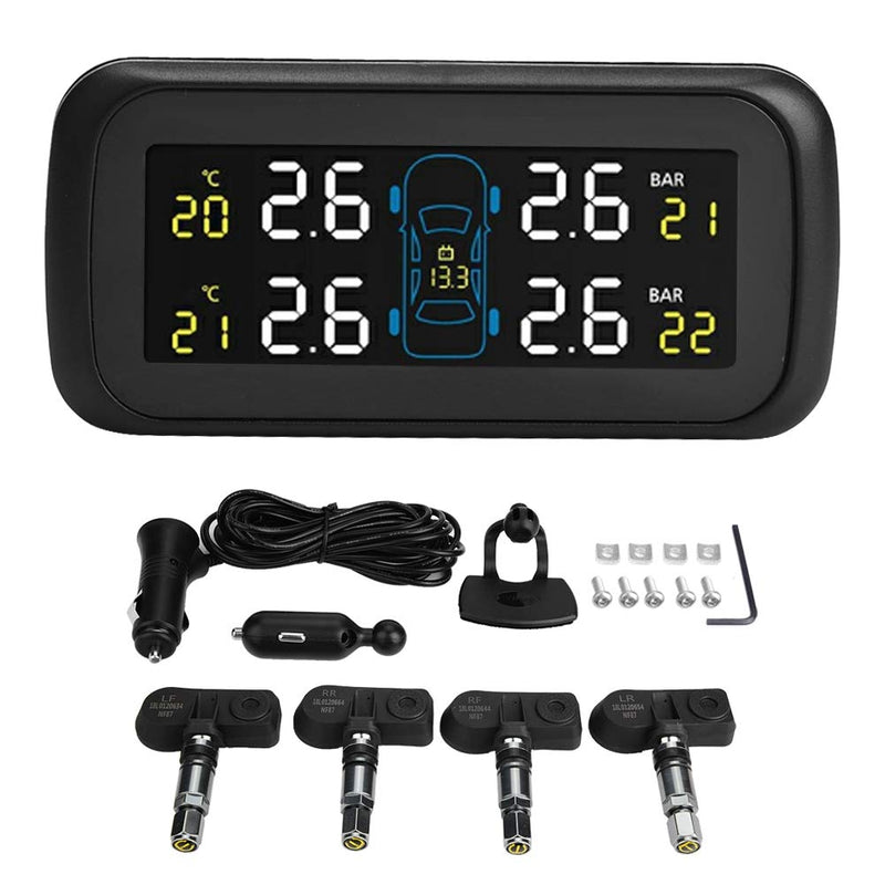 OUKENS Reifendruck-Überwachungssystem, Auto-TPMS-Reifendrucksensor mit LCD-Display-Monitor, 4 intern