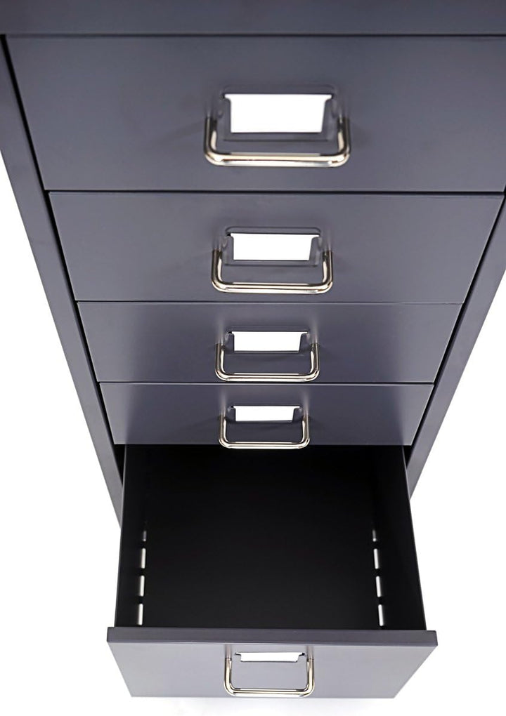 PROREGAL Rollcontainer Housten HxBxT 69x28x41cm 5 Schubladen Dunkelgrau Schubladenschrank Stahlschra