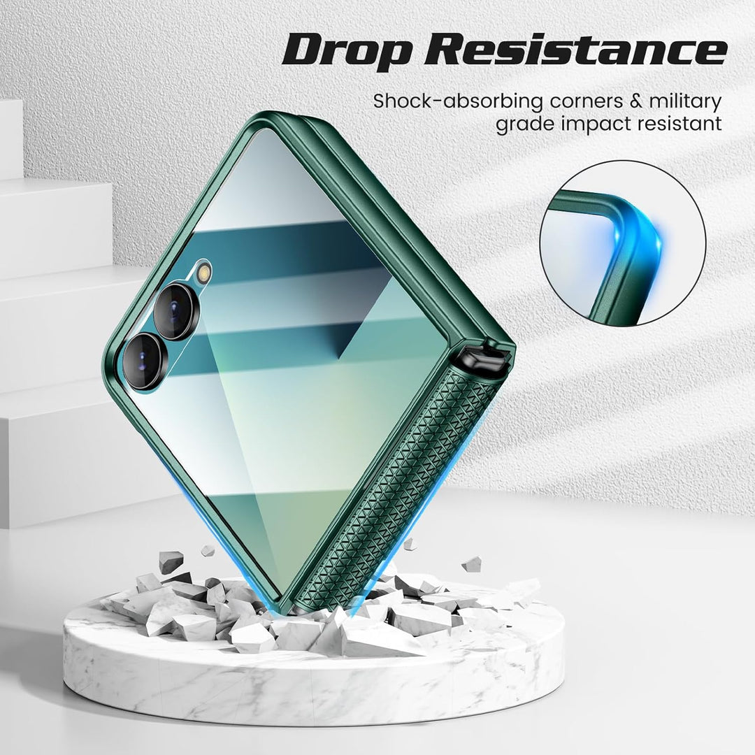 Doeshine für Samsung Galaxy Z Flip 7 Hülle [Not für Flip 7FE] mit Scharnierschutz & Displayschutzfol