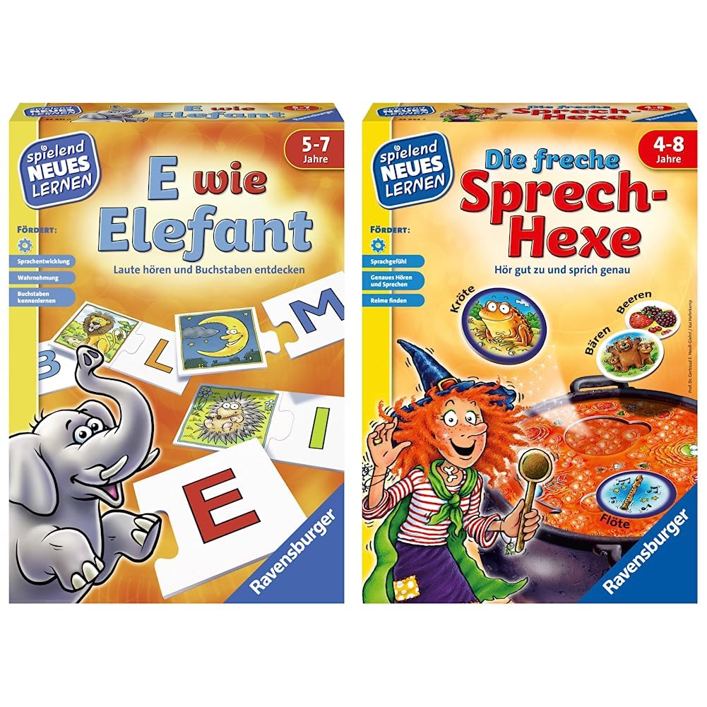 Ravensburger 24951 - E wie Elefant - Spielen und Lernen für Kinder & 24944 - Die freche Sprech-Hexe