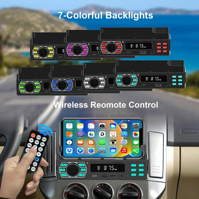 Podofomit Autoradio 1 DIN Stereo mit Handyhalterung Bluetooth 5.1 Freisprecheinrichtung, 12V Autorad
