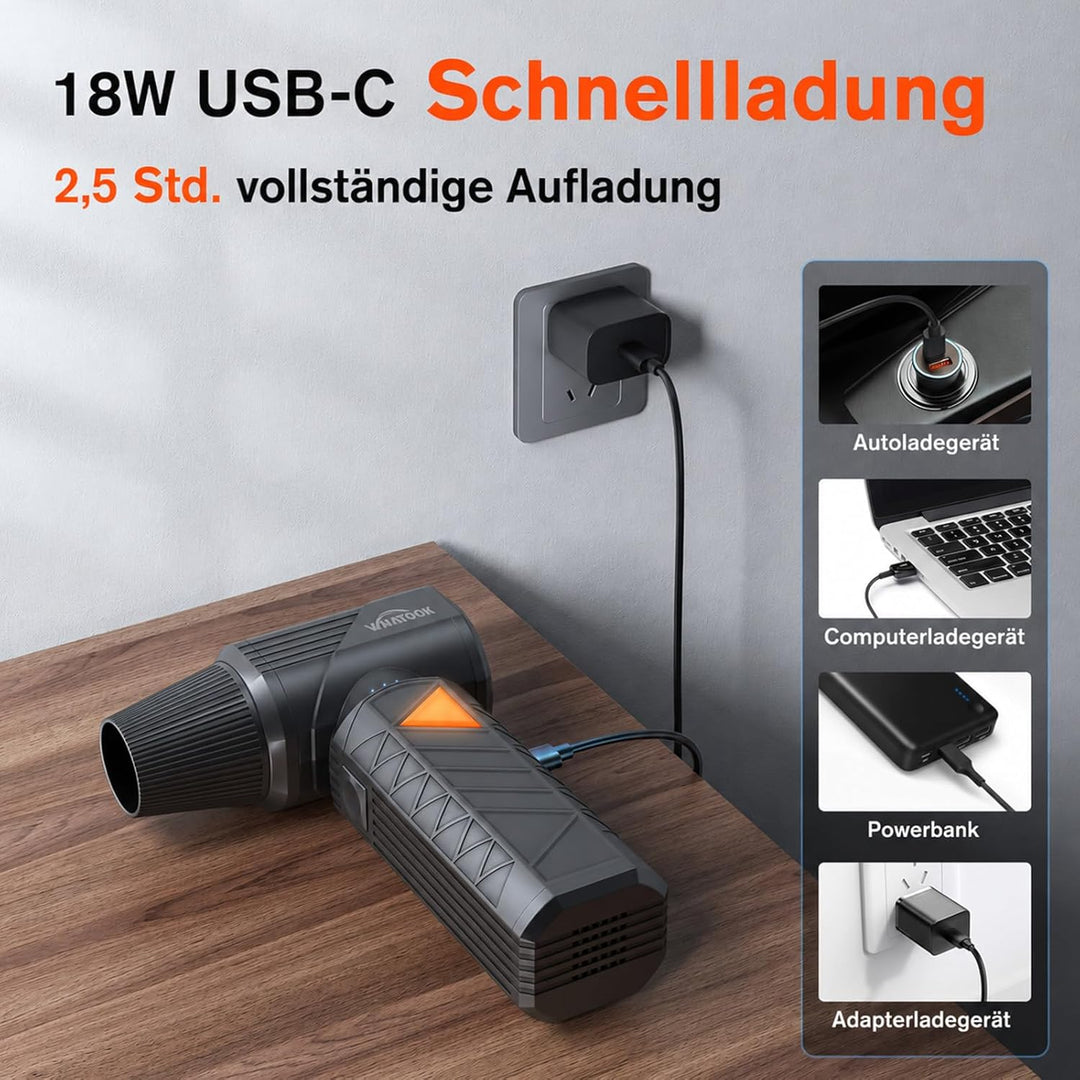 WHATOOK W02 Pro Elektrisches Staubgebläse, 100m/s Electric Air Duster, 100-stufig einstellbares PC R