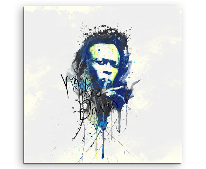 Paul Sinus Art Miles Davis 60x60cm Keilrahmenbild Kunstbild Aquarell Art Wandbild auf Leinwand ferti