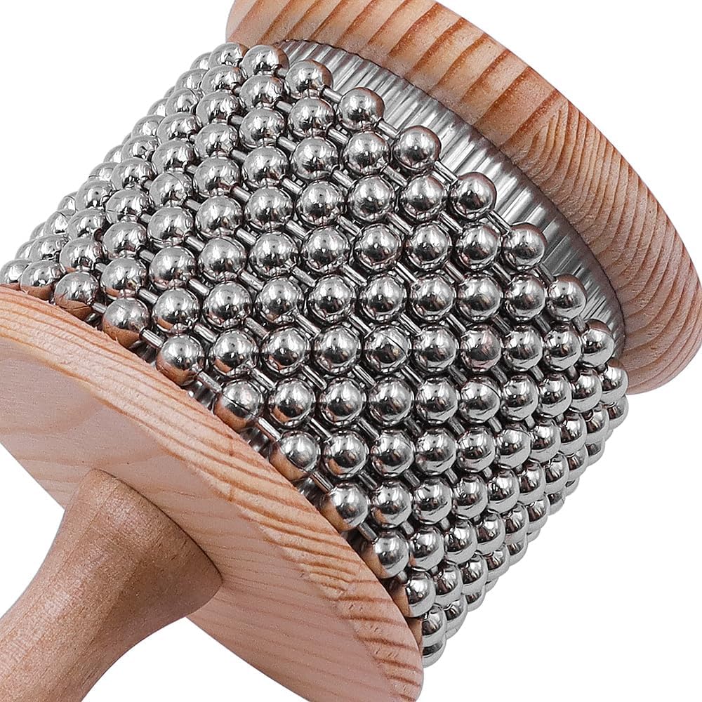 CENPEK Hochwertiges Cabasa-Percussion-Musikinstrument aus Holz mit Metallperlenkette