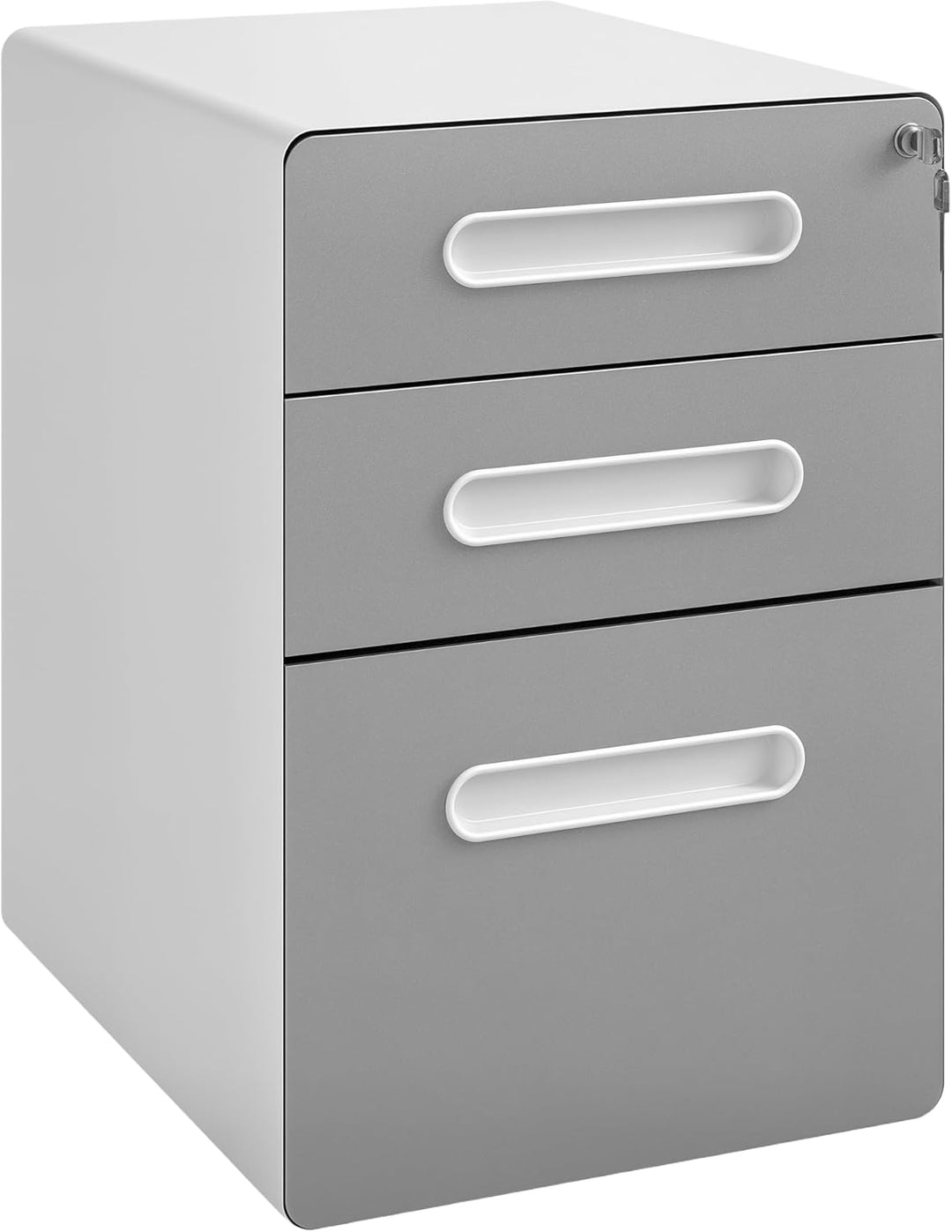 Vinsetto Rollcontainer, mobiler Aktenschrank mit 3 Schubladen, abschliessbarer Büroschrank mit Hänge