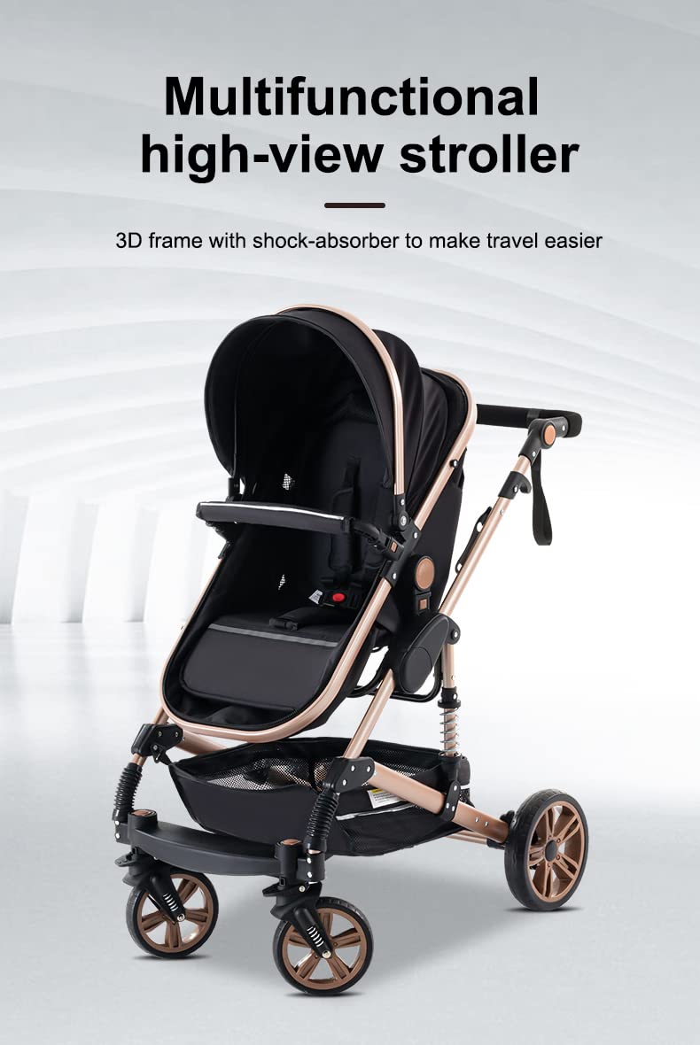 YAZOCO kinderwagen 3 in 1 Zusammenklappbar kinderwagen Komplettset Becherhalter, Moskitonetz, Fussab