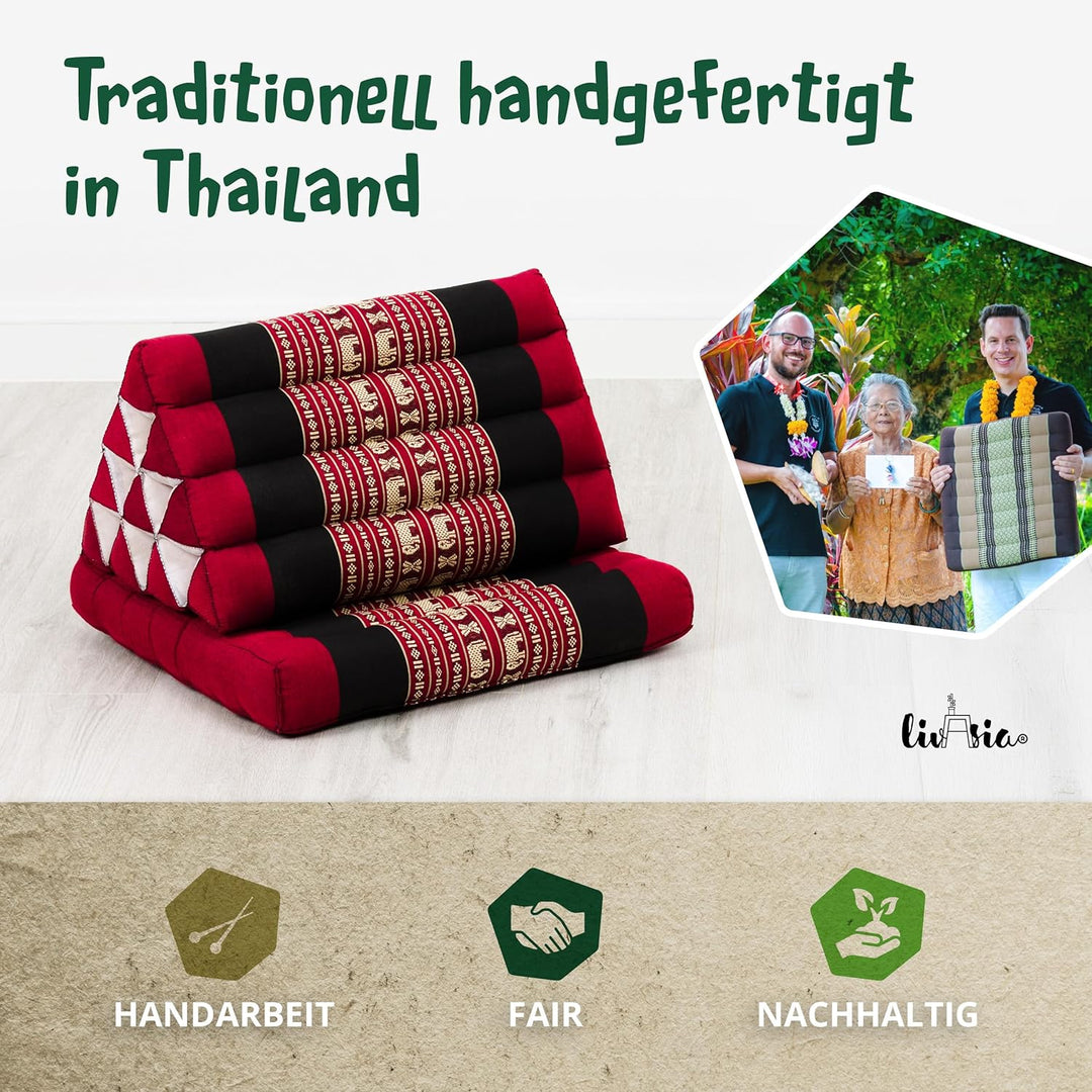 livasia Thaikissen mit 1 Auflage, Dreieckskissen mit Sitzkissen, Keilkissen mit Kapok, Rückenkissen
