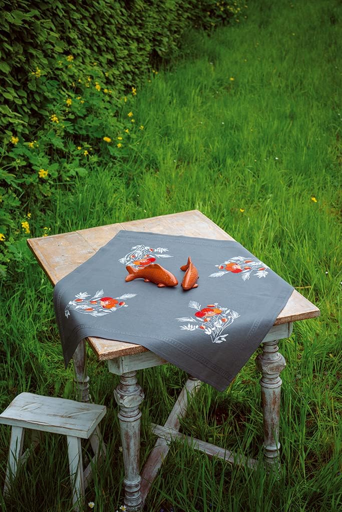 Vervaco PN-0170809 Tischdecke Plattstich Set vergezeichnet, Baumwolle, mehrfarbig, 80x80cm