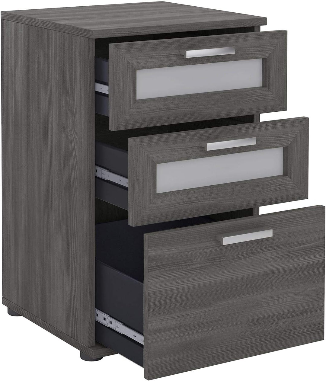 CARO-Möbel Nachttisch für Boxspringbetten MARIKE Nachtschrank Nachtkommode in esche grau, mit 3 Schu