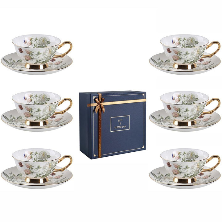 12 Stück Europäischen Blumen Tee Set,Bone China Tee Set Service Kaffee Set, 9 Optionen.Mit Geschenkb