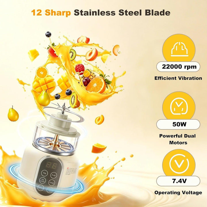 700ML Smoothie Maker To Go Mixer To Go Mini Mixer Tragbarer Mixers mit 12 Edelstahlklingen, Type-C A