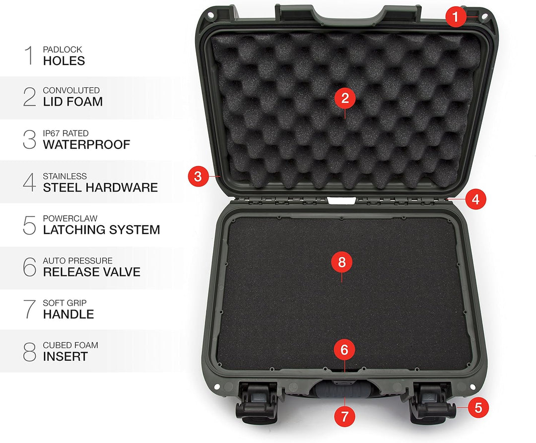 Nanuk 915 Wasserdichter Hartschalenkoffer Mit Plüschschaumeinlage - Olive Olive Cubed Foam, Olive Cu