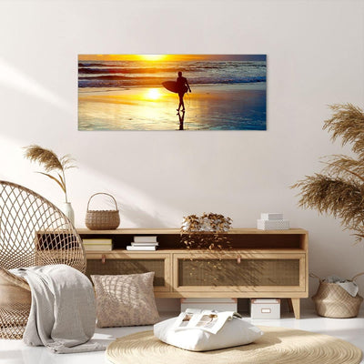 Wandbilder Dekoration Wohnzimmer Surfer sonnenuntergang ozean brett Bilder auf Leinwand 120x50cm Lei