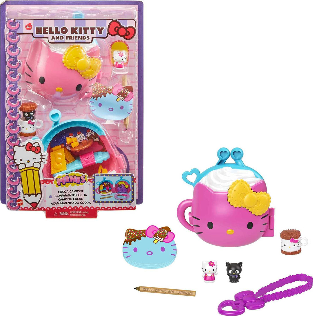 Mattel Mattel Hello Kitty GVB29 - Kakao-Campingplatz Schatulle (12,5 cm) mit 2 Sanrio Minis Figuren,