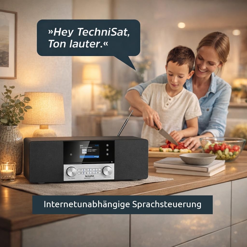 TechniSat DIGITRADIO 3 VOICE - Stereo DAB Radio Kompaktanlage mit offline Sprachsteuerung (DAB+, UKW
