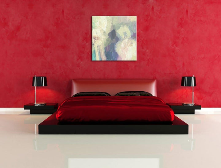 Pixxprint Romantische Pusteblumen Pinsel Effekt, Format: 70x70 auf Leinwand, 70x70