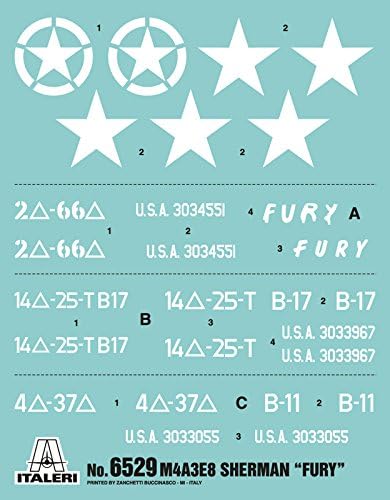 Italeri 510006529 - 1:35 M4A3E8 Sherman, Fury, Panzer, Schwarz, Mittel