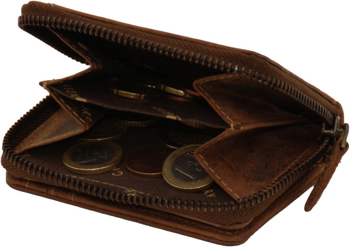 Greenburry Vintage 1667-25 Leder XXS Reissverschlussbörse Minibörse Portemonnaie
