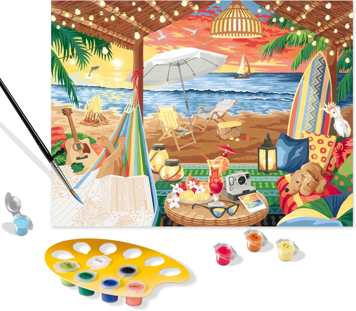 Ravensburger CreArt 20276 - Gemütliche Strandhütte - Malen nach Zahlen Erwachsene, DIY Malset mit Pi